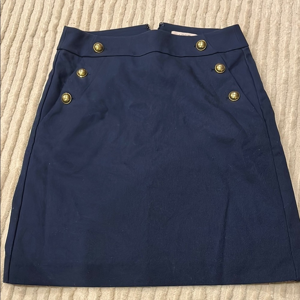 Navy Blue Button-Accent Women's Skirt